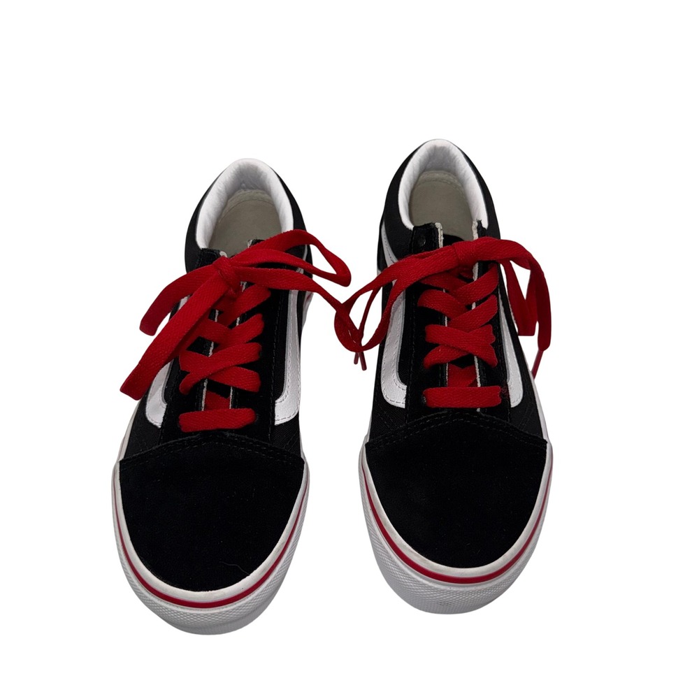 Vans Old Skool Kids Black White Red Lace Skate Shoes Sneakers 721454 Size 2